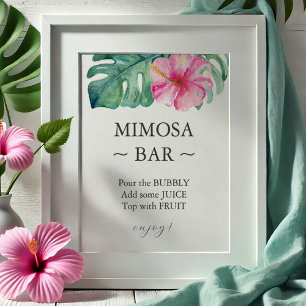 Tropical Hibiscus Bridal Shower Mimosa Bar Sign