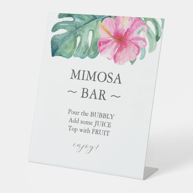 Tropical Hibiscus Bridal Shower Mimosa Bar Sign (Front)