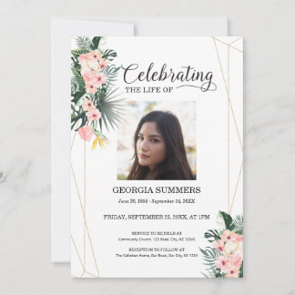 Tropical Hibiscus Celebration of Life Photo Invitation