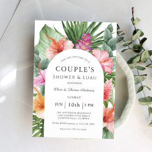 Tropical Hibiscus Couple's Baby Shower Luau Invitation