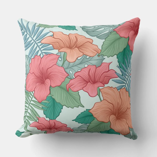 Tropical Hibiscus Cushion (Front)
