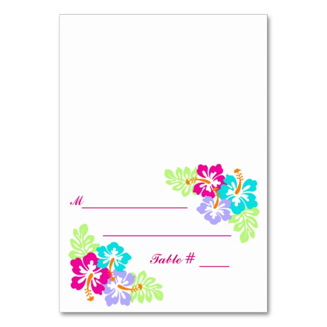 Tropical Hibiscus - Escort Card (Front)