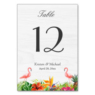 Tropical Hibiscus Floral Flamingo Table Number