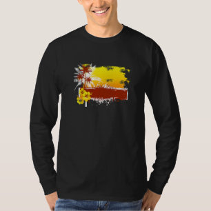 Tropical Hibiscus Floral Flower Palm Leaf Hawaiian T-Shirt