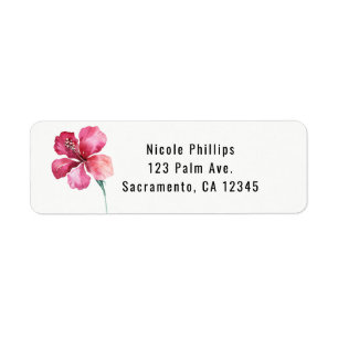 Tropical Hibiscus Floral Flower Wedding Invitation Return Address Label