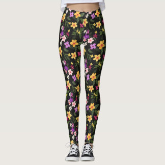 Tropical Hibiscus Floral Leggings