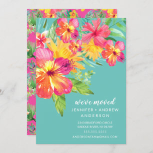 Tropical Hibiscus Floral Moving Announcement