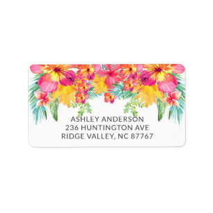 Tropical Hibiscus Floral New Address Label