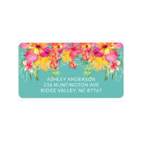 Tropical Hibiscus Floral New Address Label