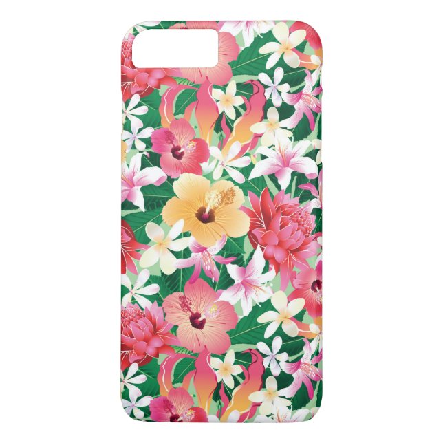 Tropical Hibiscus Floral Pattern 2 Case-Mate iPhone Case (Back)