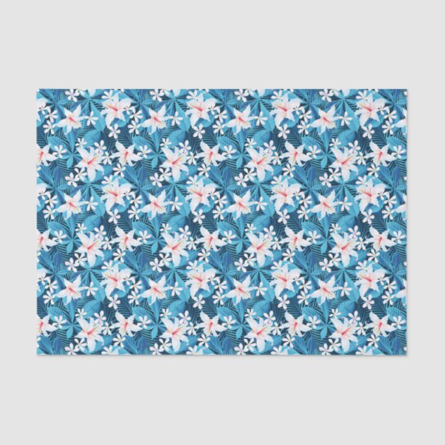 Tropical Hibiscus Floral Pattern 2 Tissue Paper (Front)