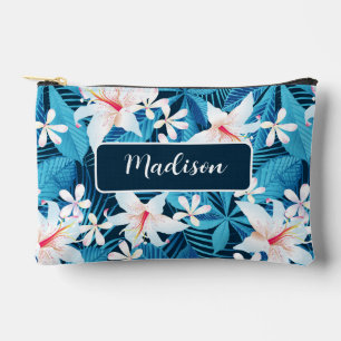 Tropical Hibiscus Floral Pattern Accessory Pouch