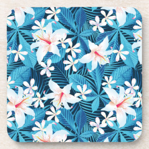 Tropical Hibiscus Floral Pattern Coaster
