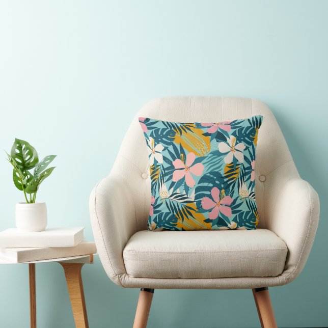 Tropical Hibiscus Floral Pattern Cushion (Chair)