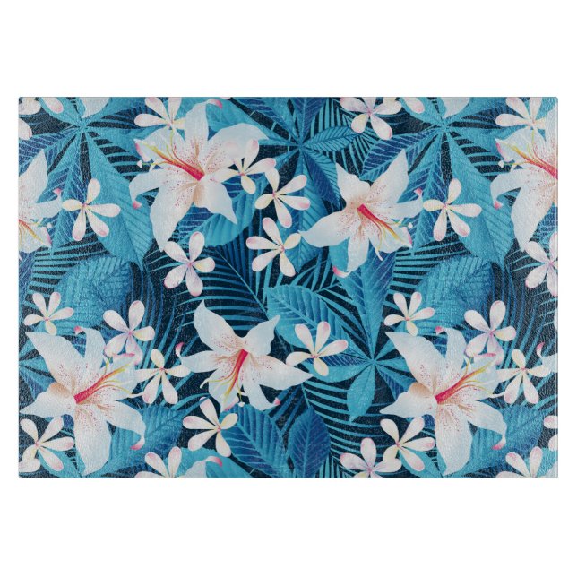Tropical Hibiscus Floral Pattern Cutting Board (Front)