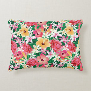 Tropical Hibiscus Floral Pattern Decorative Cushion