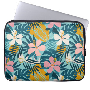 Tropical Hibiscus Floral Pattern Laptop Sleeve