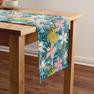 Tropical Hibiscus Floral Pattern Medium Table Runner