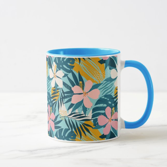 Tropical Hibiscus Floral Pattern Mug (Right)