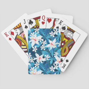 Tropical Hibiscus Floral Pattern Playing Cards