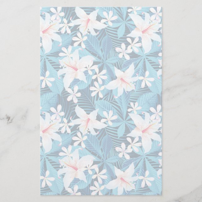 Tropical Hibiscus Floral Pattern Stationery (Front)