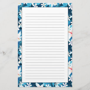 Tropical Hibiscus Floral Pattern Stationery