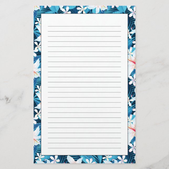 Tropical Hibiscus Floral Pattern Stationery (Front)