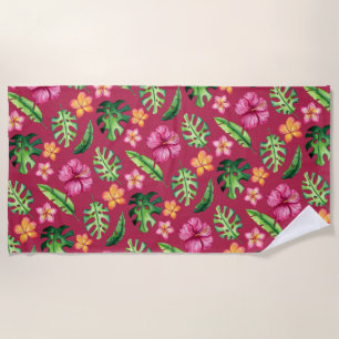 Tropical hibiscus floral pattern summer beach beac towel