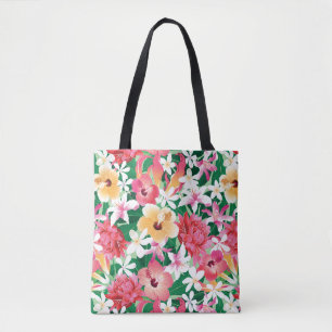 Tropical Hibiscus Floral Pattern Tote Bag