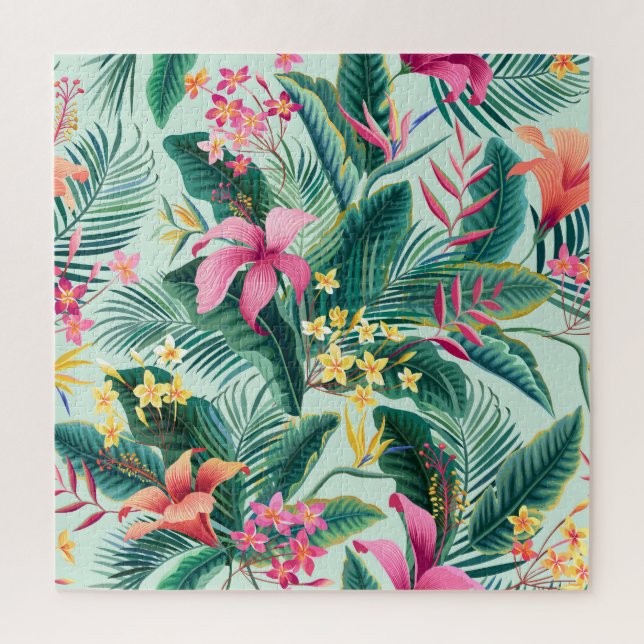 Tropical Hibiscus: Floral Seamless Pattern Jigsaw Puzzle (Vertical)