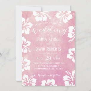 Tropical Hibiscus Floral Watercolor Wedding Invitation