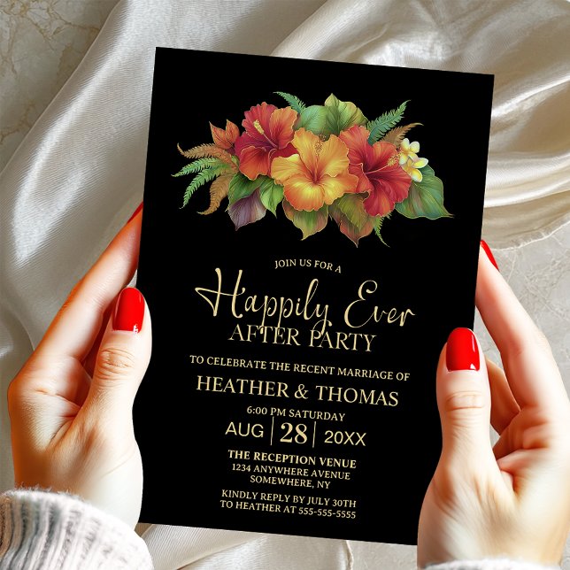 Tropical Hibiscus Floral Wedding After Party Invitation (Creator Uploaded)