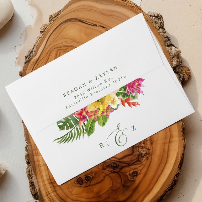 Tropical Hibiscus Floral Wedding Envelope (Creator Uploaded)
