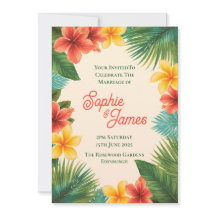 Tropical Hibiscus Floral Wedding Invitation