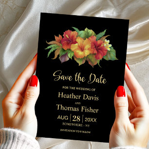 Tropical Hibiscus Floral Wedding Save the Date Invitation