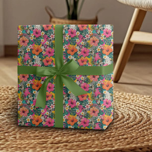 Tropical Hibiscus Floral Wrapping Paper