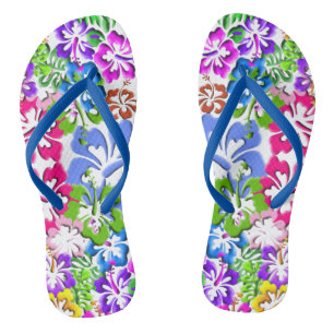 Tropical Hibiscus Flower Flip Flops
