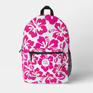 tropical hibiscus flower hawaii pink floral printed backpack