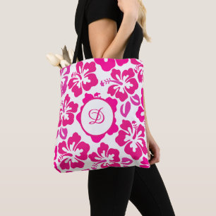 tropical hibiscus flower hawaii pink floral tote bag