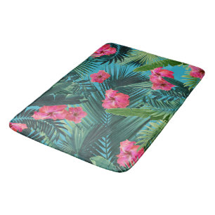 Tropical Hibiscus Flower Jungle Pattern #1a #art Bath Mat