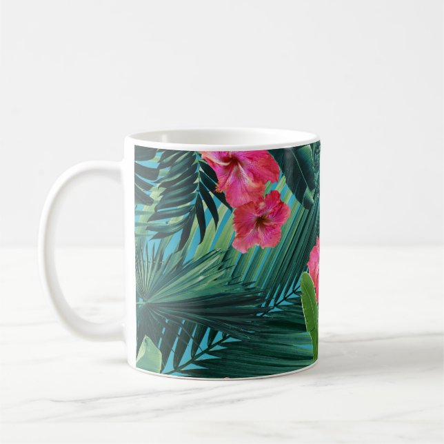 Tropical Hibiscus Flower Jungle Pattern #1a #art  Coffee Mug (Left)