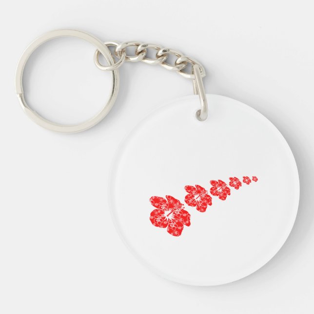 Tropical Hibiscus Flower Key Ring (Front)