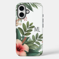 Tropical Hibiscus Flower Monogram Island Design