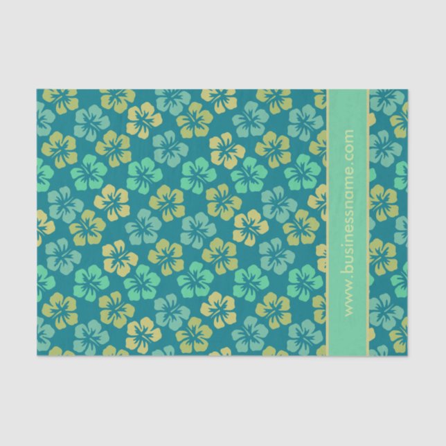 Tropical Hibiscus Flower Pattern Custom Text Tissue Paper (Front)