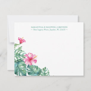 Tropical Hibiscus Flower Personalised Stationery Card