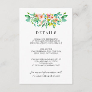 Tropical Hibiscus   Flower Wedding Details Enclosure Card