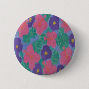 Tropical Hibiscus Flowers 6 Cm Round Badge
