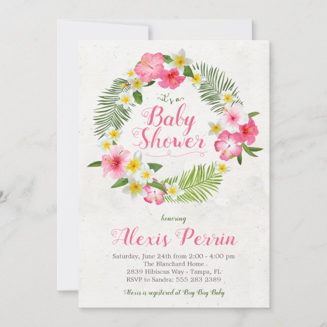 Tropical Hibiscus Flowers Baby Shower Invitation (Front)
