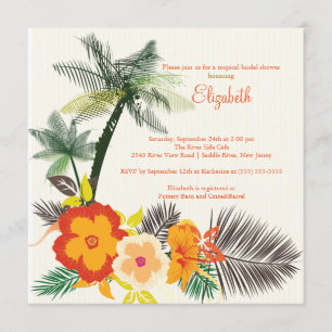 Tropical Hibiscus Flowers Bridal Shower Invitation