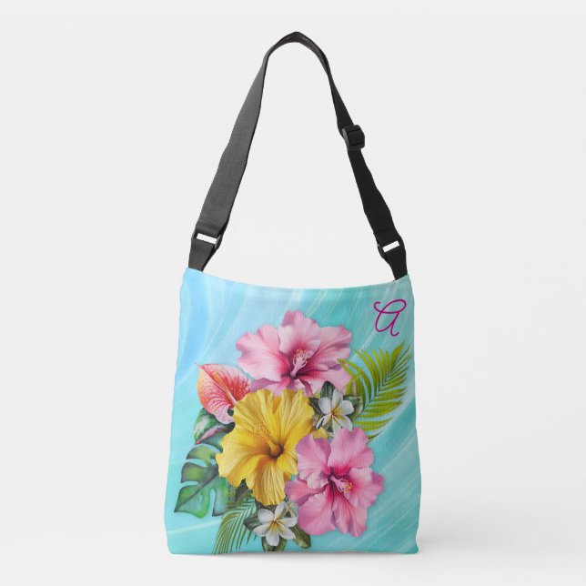 Tropical Hibiscus Flowers Bridesmaid Crossbody Bag (Front)